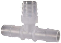 Made in USA - 1/2" Barb, 1/2, Polypropylene Single Barbed Tube Branch Tee - Natural, Male - Industrial Tool & Supply