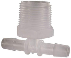 Made in USA - 3/8" Barb, 3/8, Polypropylene Single Barbed Tube Branch Tee - Natural, Male - Industrial Tool & Supply