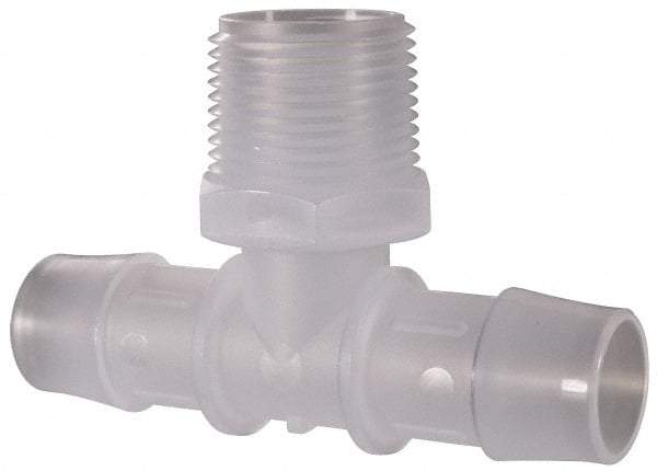 Made in USA - 3/4" Barb, 3/4, Polypropylene Single Barbed Tube Branch Tee - Natural, Male - Industrial Tool & Supply