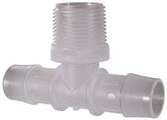 Made in USA - 3/4" Barb, 3/4, Polypropylene Single Barbed Tube Branch Tee - Natural, Male - Industrial Tool & Supply