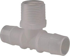 Made in USA - 1" Barb, 1, Polypropylene Single Barbed Tube Branch Tee - Natural, Male - Industrial Tool & Supply