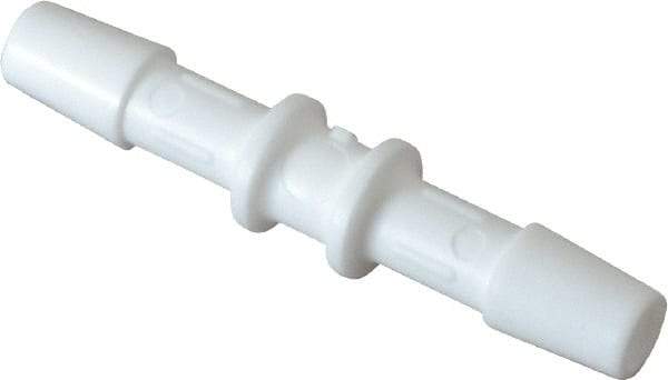 Made in USA - 1/4" Barb, Polypropylene Single Barbed Tube Splicer - White - Industrial Tool & Supply