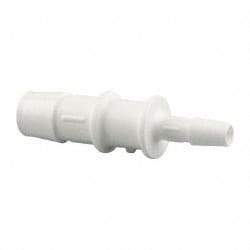 Made in USA - Polypropylene Single Barbed Tube Reducer - White - Industrial Tool & Supply