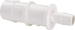 Made in USA - Polypropylene Single Barbed Tube Reducer - White - Industrial Tool & Supply