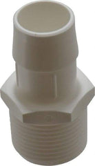 Made in USA - 1" Barb, 1, Polypropylene Single Barbed Tube Adapter - White, Male - Industrial Tool & Supply
