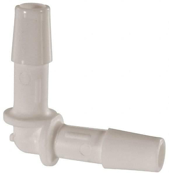 Made in USA - 1/4" Barb, Polypropylene Single Barbed Tube Elbow - White - Industrial Tool & Supply