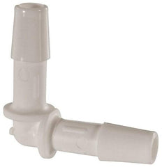 Made in USA - 1/4" Barb, Polypropylene Single Barbed Tube Elbow - White - Industrial Tool & Supply