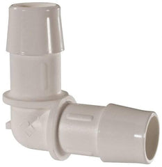 Made in USA - 5/8" Barb, Polypropylene Single Barbed Tube Elbow - White - Industrial Tool & Supply