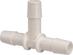 Made in USA - 3/8" Barb, Polypropylene Single Barbed Tube Tee - White - Industrial Tool & Supply