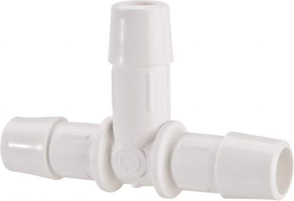 Made in USA - 1/2" Barb, Polypropylene Single Barbed Tube Tee - White - Industrial Tool & Supply