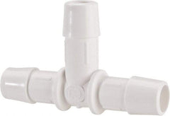 Made in USA - 1/2" Barb, Polypropylene Single Barbed Tube Tee - White - Industrial Tool & Supply