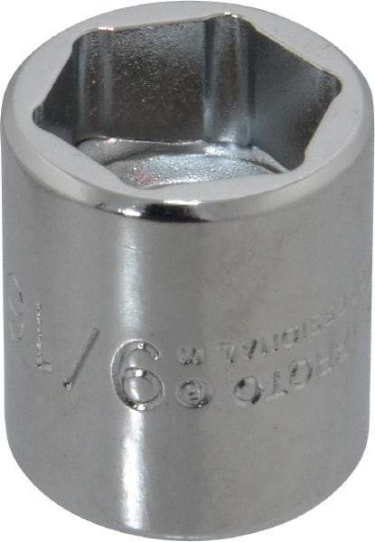 Proto - 9/16", 3/8" Drive, Standard Hand Socket - 6 Points, 7/8" OAL, Chrome Finish - Industrial Tool & Supply