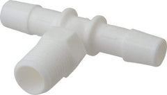 Made in USA - 3/8" Barb, 3/8, Polypropylene Single Barbed Tube Branch Tee - White, Male - Industrial Tool & Supply