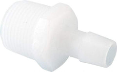 Made in USA - 1/2" Barb, 1/2, Kynar Single Barbed Tube Adapter - Natural, Male - Industrial Tool & Supply