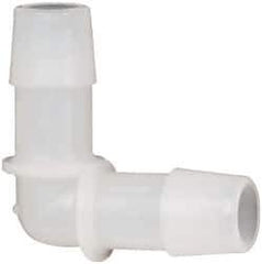 Made in USA - 1/2" Barb, Kynar Single Barbed Tube Elbow - Natural - Industrial Tool & Supply