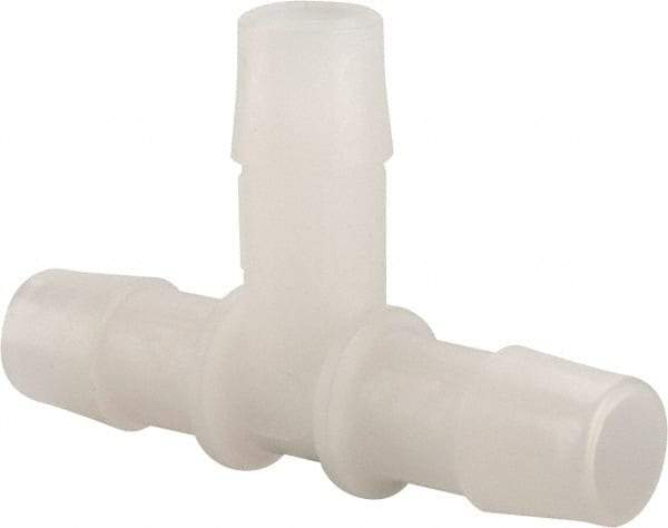 Made in USA - 1/2" Barb, Kynar Single Barbed Tube Tee - Natural - Industrial Tool & Supply