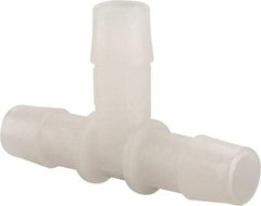 Made in USA - 1/2" Barb, Kynar Single Barbed Tube Tee - Natural - Industrial Tool & Supply