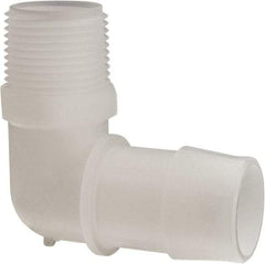 Made in USA - 1" Barb, 1, Kynar Single Barbed Tube Elbow - Natural, Male - Industrial Tool & Supply