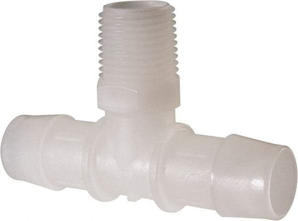 Made in USA - 3/4" Barb, 3/4, Kynar Single Barbed Tube Branch Tee - Natural, Male - Industrial Tool & Supply