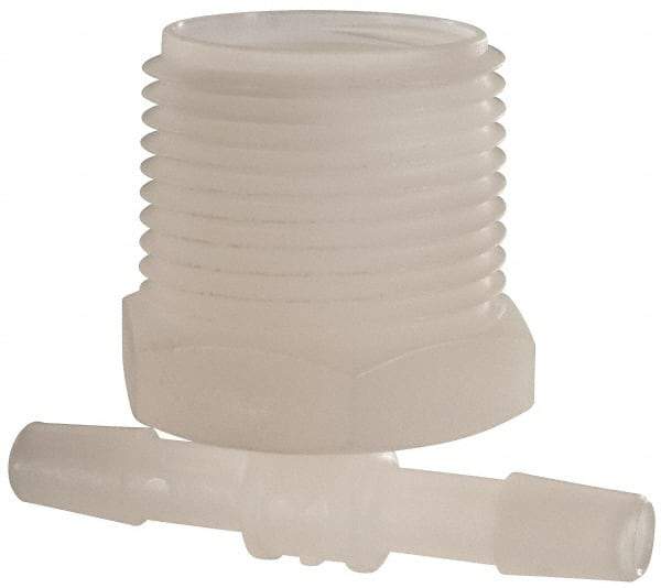 Made in USA - 1/4" Barb, 1/4, Kynar Single Barbed Tube Branch Tee - Natural, Male - Industrial Tool & Supply