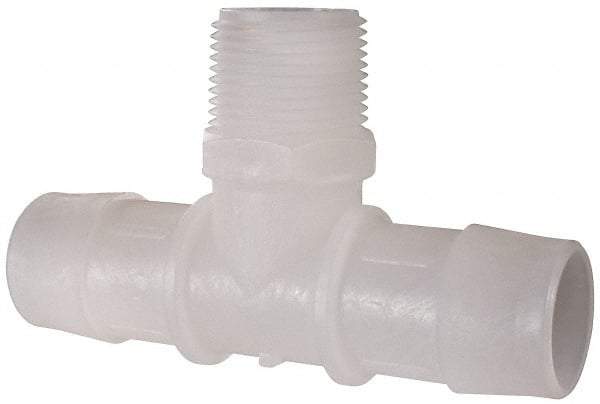 Made in USA - 1" Barb, 1, Kynar Single Barbed Tube Branch Tee - Natural, Male - Industrial Tool & Supply