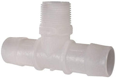Made in USA - 1" Barb, 1, Kynar Single Barbed Tube Branch Tee - Natural, Male - Industrial Tool & Supply