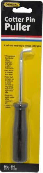 General - 7-1/2" OAL Carbon Steel Cotter Pin Puller Awl - Plastic Handle - Industrial Tool & Supply