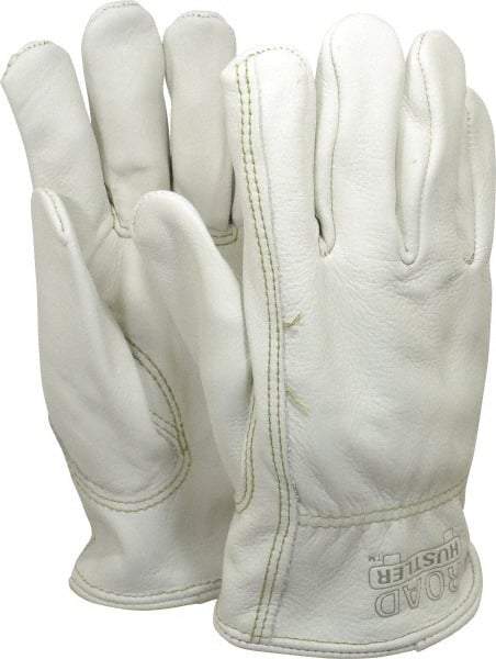 MCR Safety - Size L (9) Grain Cowhide General Protection Work Gloves - For Work & Driver, Uncoated, Slip-On Cuff, Full Fingered, Cream, Paired - Industrial Tool & Supply