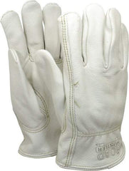 MCR Safety - Size L (9) Grain Cowhide General Protection Work Gloves - For Work & Driver, Uncoated, Slip-On Cuff, Full Fingered, Cream, Paired - Industrial Tool & Supply