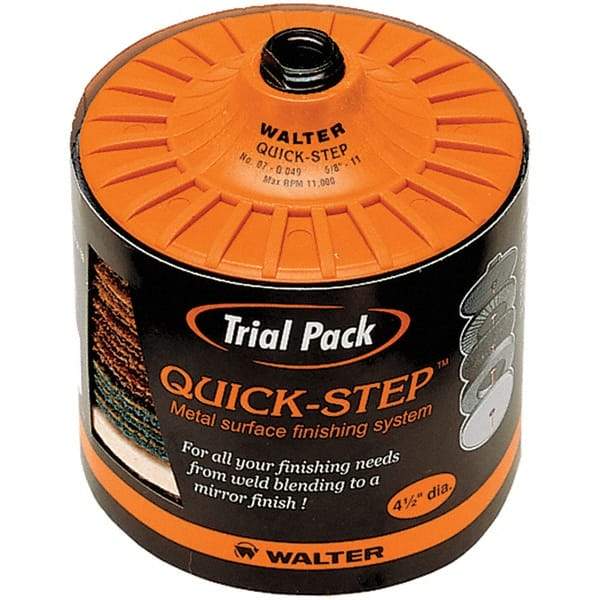 WALTER Surface Technologies - 14 Piece, 120 Grit, 4-1/2" Disc Diam, Abrasive Disc Kit - Coated, (2) Fine, (3) Coarse, (3) Medium, Super Fine Grade, Aluminum Oxide - Industrial Tool & Supply