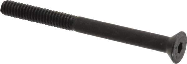 Value Collection - 1/4-20 UNC Hex Socket Drive, 82° Flat Screw - Alloy Steel, Black Oxide Finish, Partially Threaded, 3" OAL - Industrial Tool & Supply
