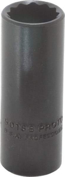 Proto - 9/16", 3/8" Drive, Deep Hand Socket - 12 Points, 2-1/8" OAL, Alloy Steel, Black Finish - Industrial Tool & Supply