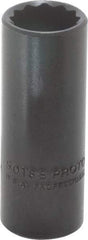 Proto - 9/16", 3/8" Drive, Deep Hand Socket - 12 Points, 2-1/8" OAL, Alloy Steel, Black Finish - Industrial Tool & Supply