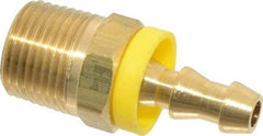 Cerro - 1/4" ID 3/8 NPTF Barbed Push On Male Connector - Brass - Industrial Tool & Supply