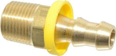 Cerro - 3/8" ID 3/8 NPTF Barbed Push On Male Connector - Brass - Industrial Tool & Supply