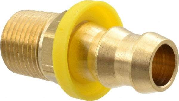 Cerro - 1/2" ID 3/8 NPTF Barbed Push On Male Connector - Brass - Industrial Tool & Supply