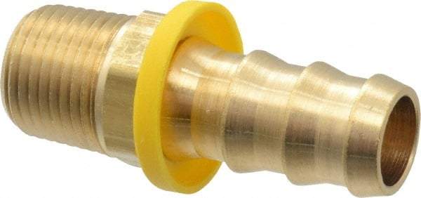 Cerro - 5/8" ID 1/2 NPTF Barbed Push On Male Connector - Brass - Industrial Tool & Supply
