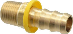 Cerro - 5/8" ID 1/2 NPTF Barbed Push On Male Connector - Brass - Industrial Tool & Supply