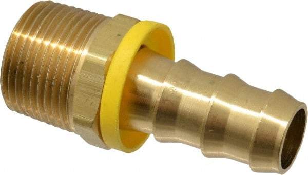 Dixon Valve & Coupling - 5/8" ID 3/4 NPTF Barbed Push On Male Connector - Brass - Industrial Tool & Supply