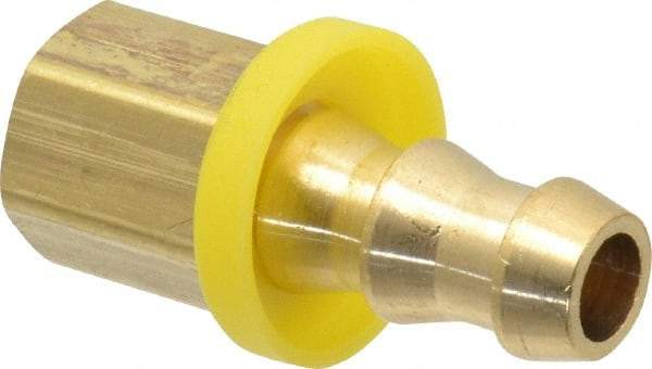 Cerro - 3/8" ID 1/4 NPTF Barbed Push On Female Connector - Brass - Industrial Tool & Supply