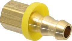 Cerro - 3/8" ID 1/4 NPTF Barbed Push On Female Connector - Brass - Industrial Tool & Supply