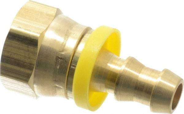 Cerro - 3/8" ID 3/4 UNF Barbed Push On Female Connector - 1/2" OD, Brass - Industrial Tool & Supply