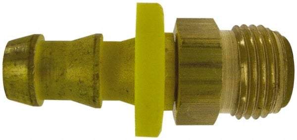 Cerro - 1/4" ID 7/16 UN Barbed Push On Male Connector - 1/4" OD, Brass - Industrial Tool & Supply
