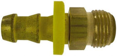 Cerro - 1/4" ID 7/16 UN Barbed Push On Male Connector - 1/4" OD, Brass - Industrial Tool & Supply