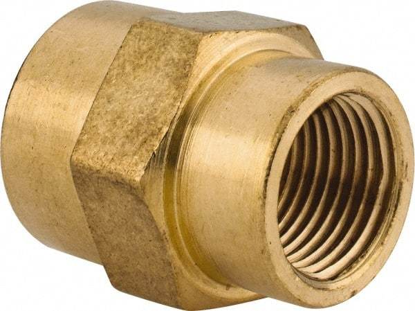 Cerro - 1/2 x 3/8 Female Thread, Brass Industrial Pipe Coupling - FNPTF, 1,200 psi - Industrial Tool & Supply