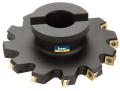 Iscar - Shell Mount B Connection, 0.37" Cutting Width, 1.41" Depth of Cut, 5" Cutter Diam, 1-1/4" Hole Diam, 12 Tooth Indexable Slotting Cutter - FSB Toolholder, Q/X/SPMT 100408PDTN Insert - Industrial Tool & Supply