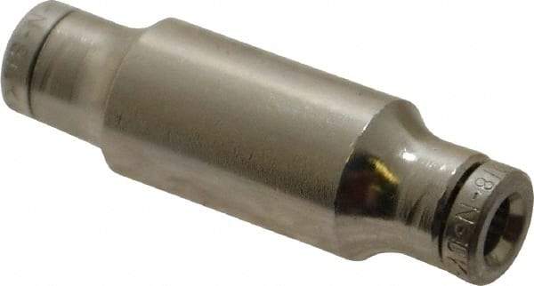 Norgren - 1/8" Outside Diam, Nickel Plated Brass Push-to-Connect Tube Union - 260 Max psi, Tube to Tube Connection - Industrial Tool & Supply