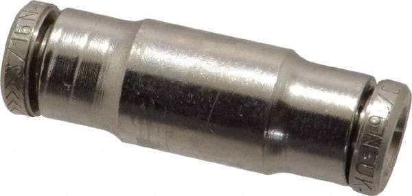 Norgren - 3/16" Outside Diam, Nickel Plated Brass Push-to-Connect Tube Union - 260 Max psi, Tube to Tube Connection - Industrial Tool & Supply
