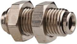 Norgren - 1/4" Outside Diam, M14x1.5, Nickel Plated Brass Push-to-Connect Bulkhead Union - 260 Max psi, Tube to Tube Connection - Industrial Tool & Supply