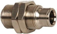 Norgren - 1/2" Outside Diam, M24x1.5, Nickel Plated Brass Push-to-Connect Bulkhead Union - 260 Max psi, Tube to Tube Connection - Industrial Tool & Supply